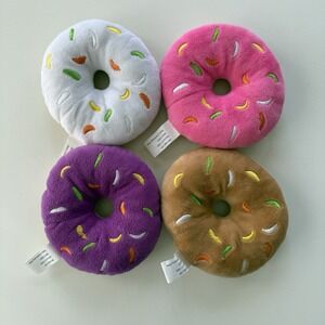 Lot of Four Plush Donuts with Sprinkles Stuffed Toy Donut Pillows Kawaii Cute